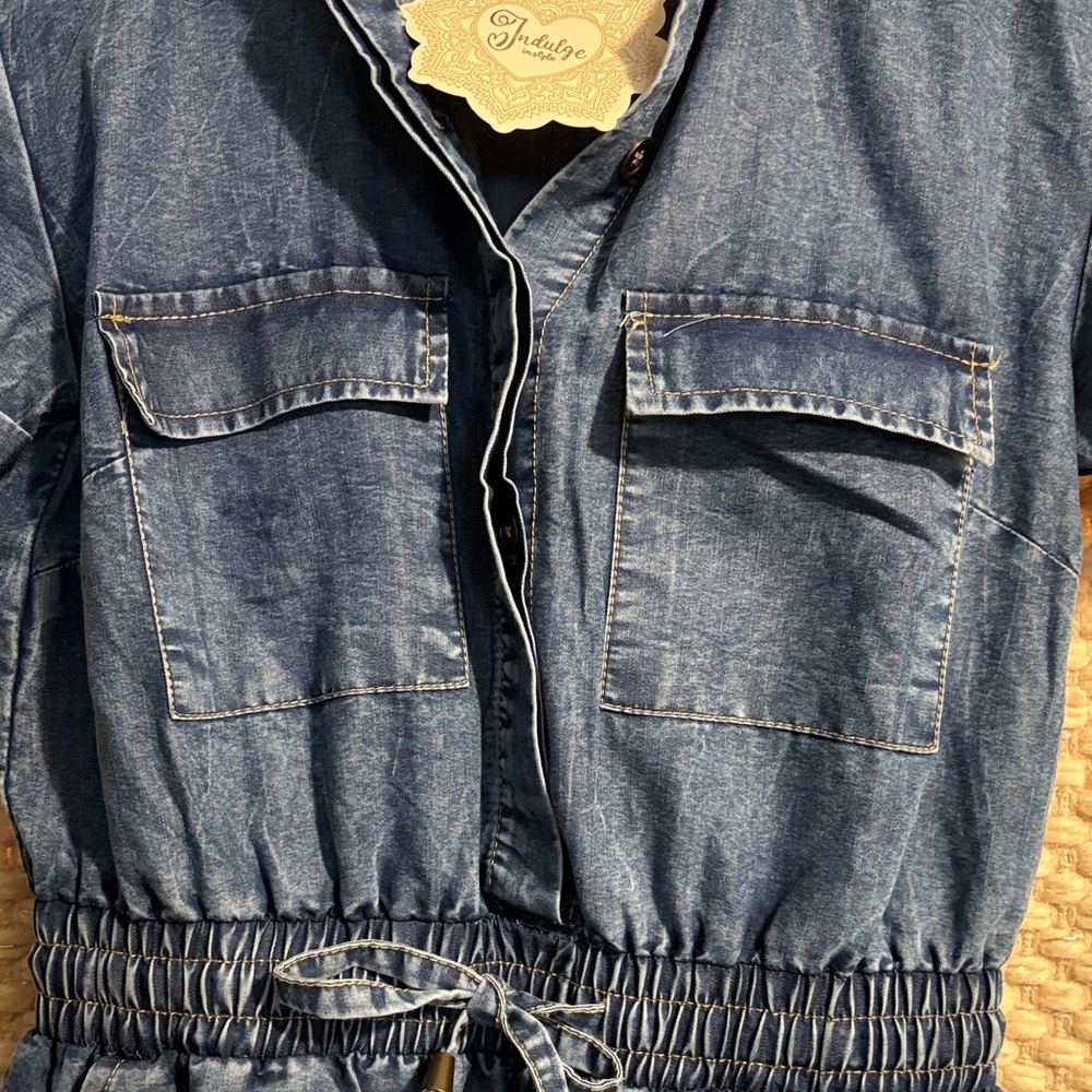 Indulge Dark Blue Denim Jumpsuit - Picture 6 of 11